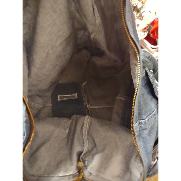 Vintage Y2K Denim embroidered Floral Purse Bohemian Cottagecore Grandmacore - Picture 3 of 4